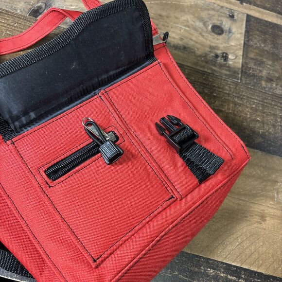 lei Red Canvas Messenger Bag Y2K Crossbody Life Energy Intelligence *SEE PHOTOS - Picture 5 of 10